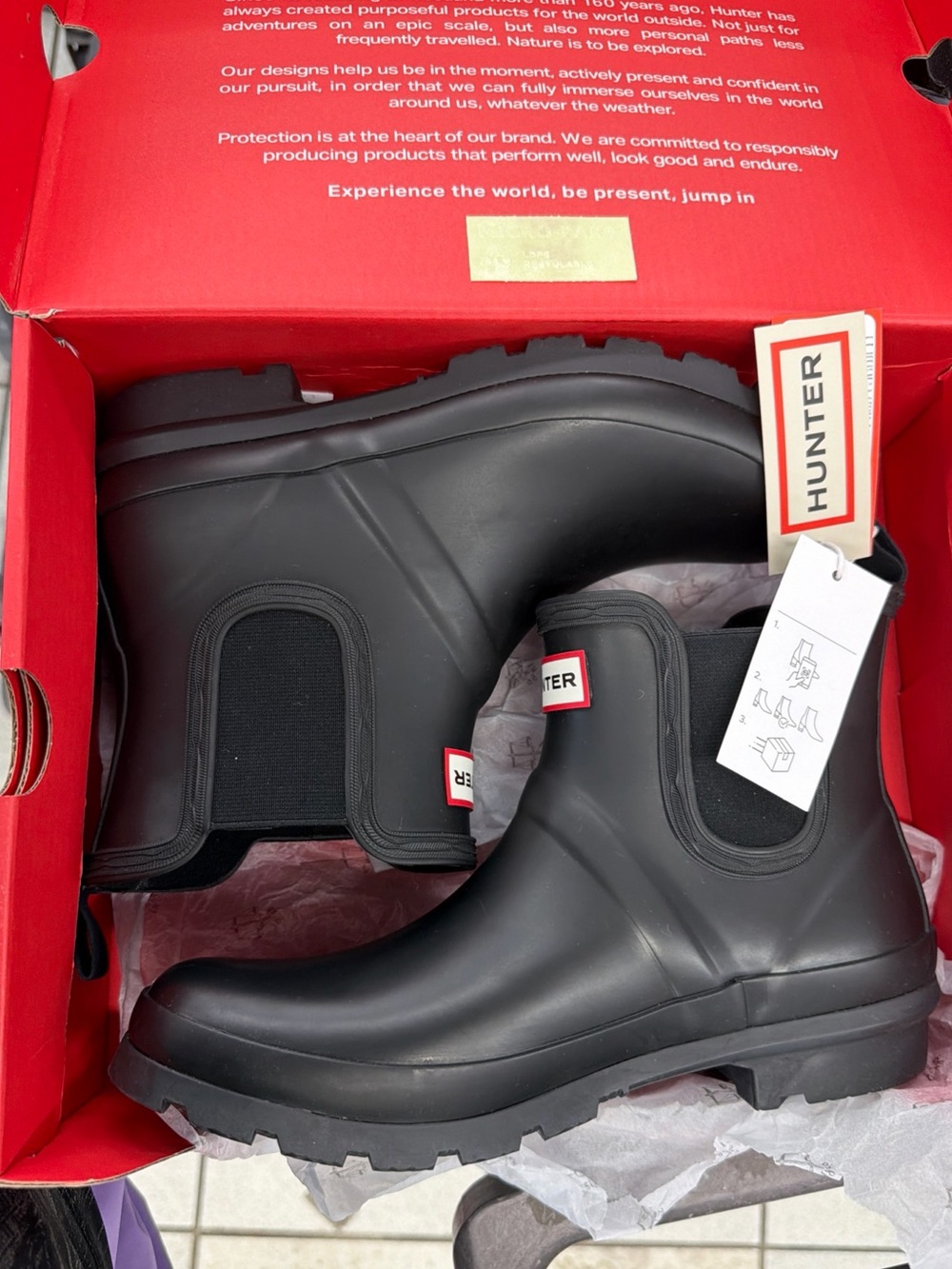 Hunter Black Matte Chelsea Rain Boots